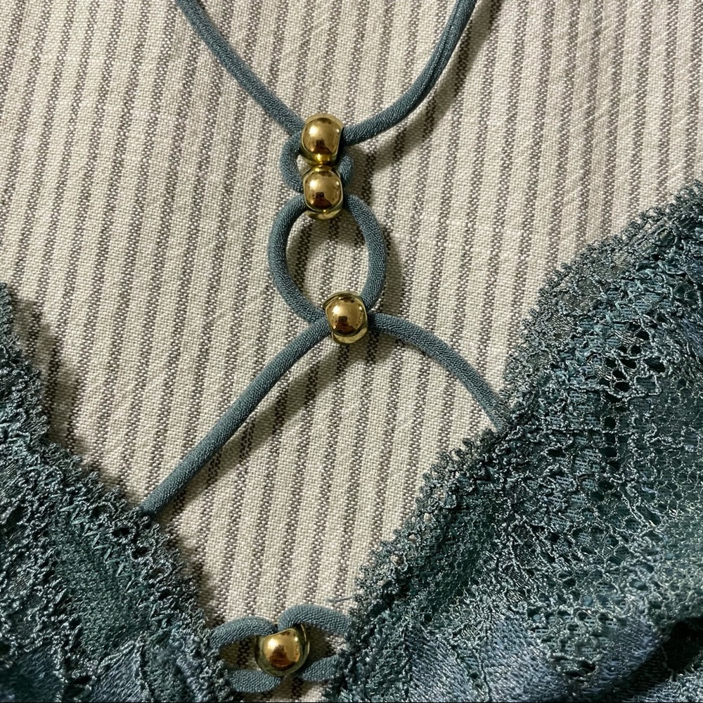 Aerie Lace lined bralette with gold bead detail M - Picture 2 of 4